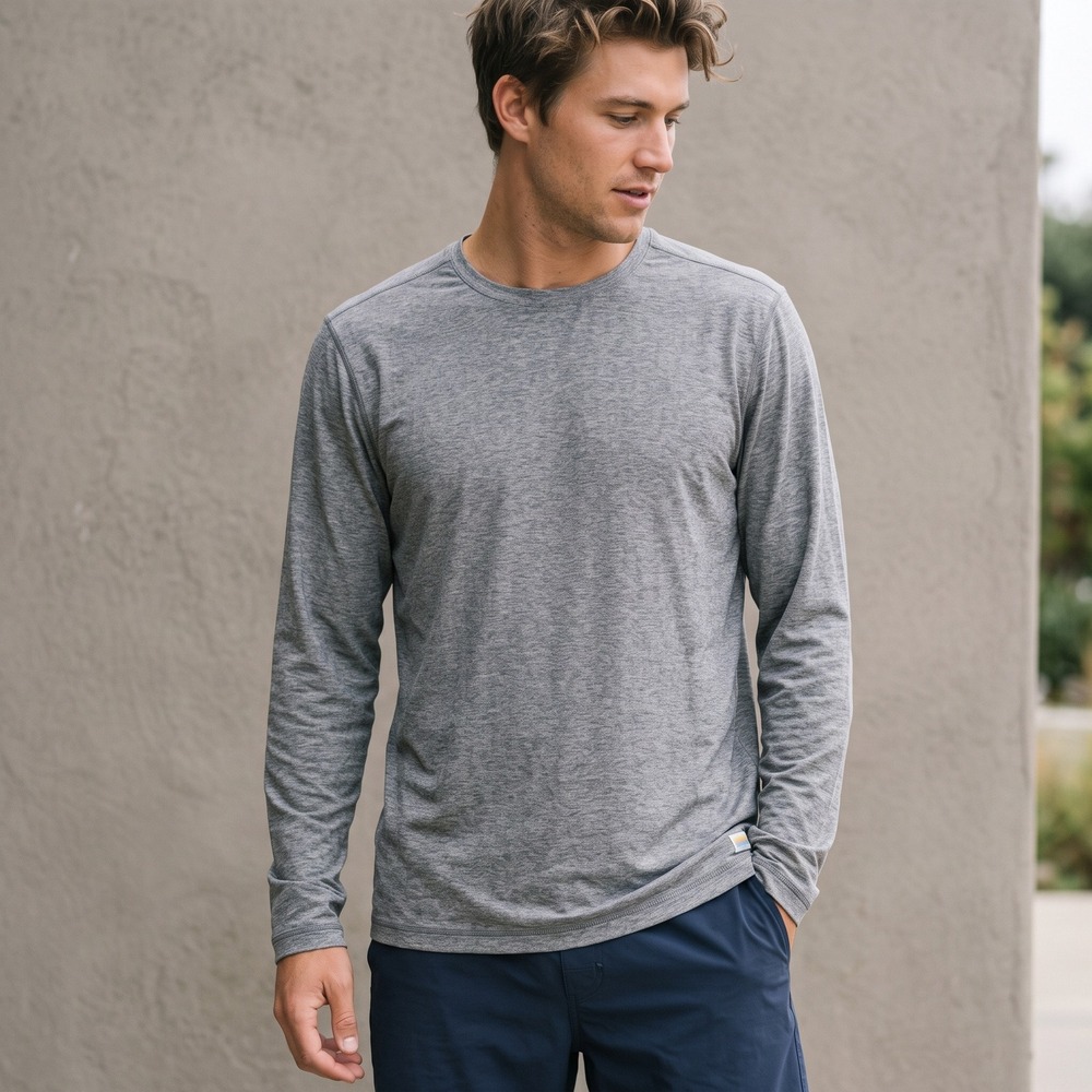 Vuori Mens Strato Tech Tee XL Grey Long Sleeve Heathered Activewear Athleisure